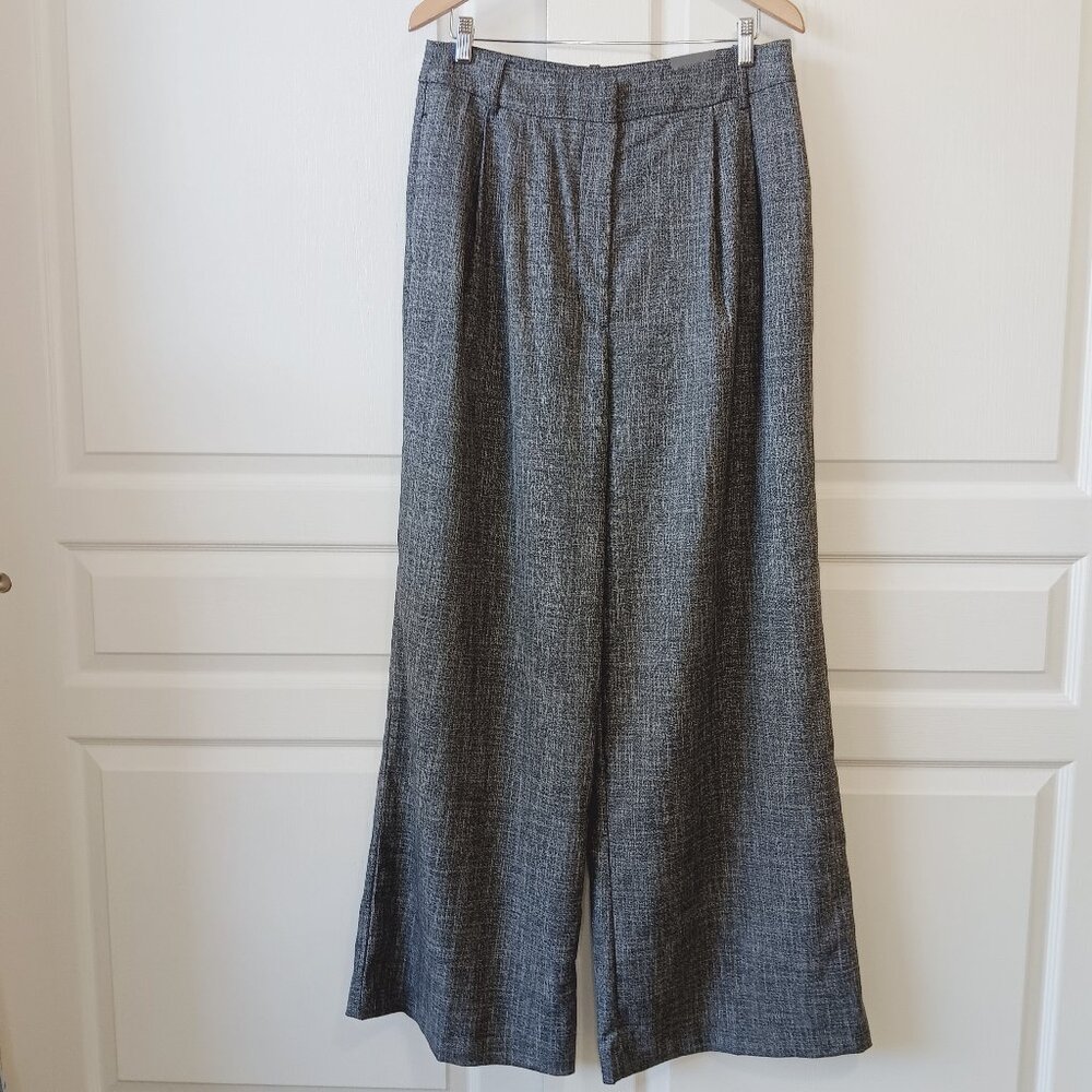 Worthington Women's Black Faux Linen Wide Leg High-Rise Pants Size 12